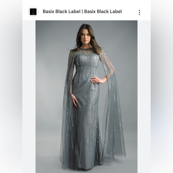 Elegant Gray and Gold Evening Gown - Picture 6 of 6